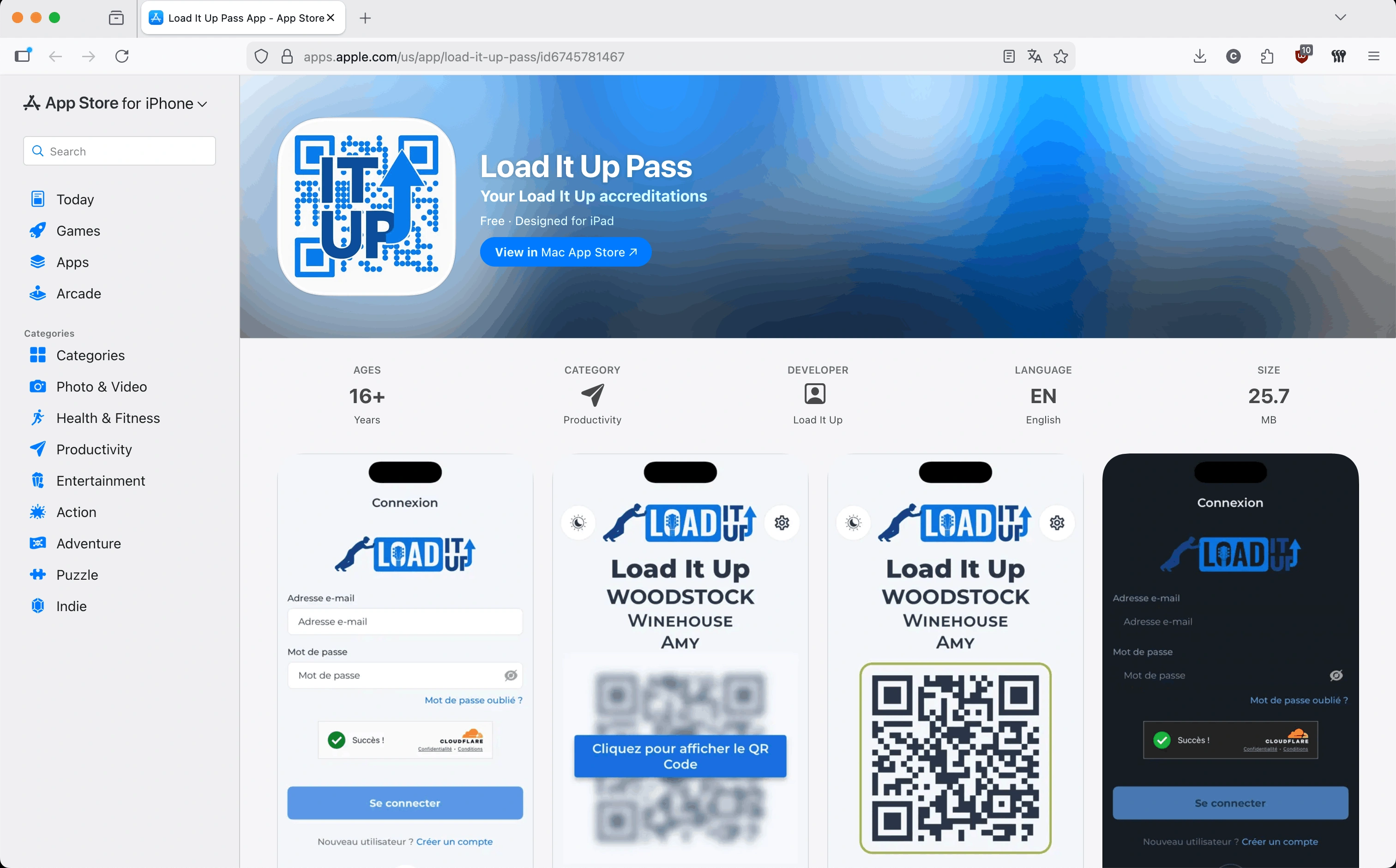 L’application Load It Up Pass — Vos QR codes toujours avec vous